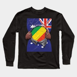 Republic Of The Congo Flag Australian Flag Ripped - Gift for Congon From Republic Of The Congo Long Sleeve T-Shirt